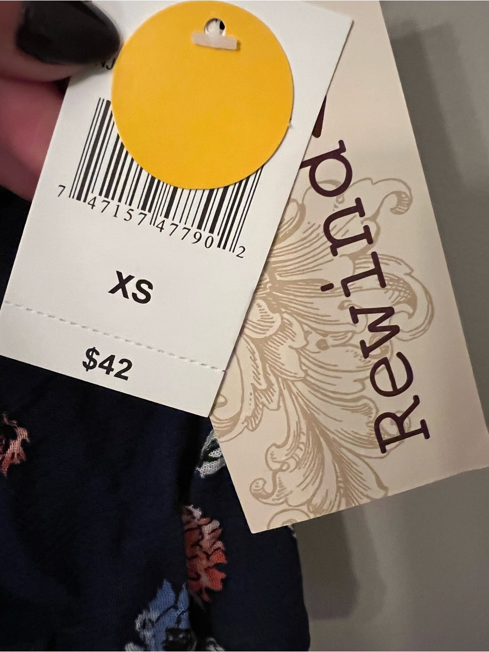 Rewind Navy Floral Button-Front Tie Waist Top - Picture 5 of 5